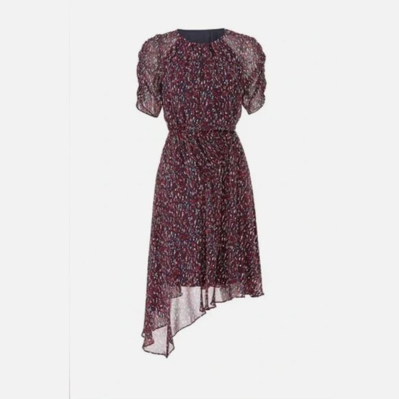 Joie Nancilea 100% Silk Dress Large Asymmetric Print Keyhole Chiffon Lined $398 - Picture 9 of 14